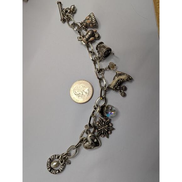 Brighton Charm Bracelet Jewelry Set 9 Charms Silver Tone Winter Theme - Picture 5 of 5